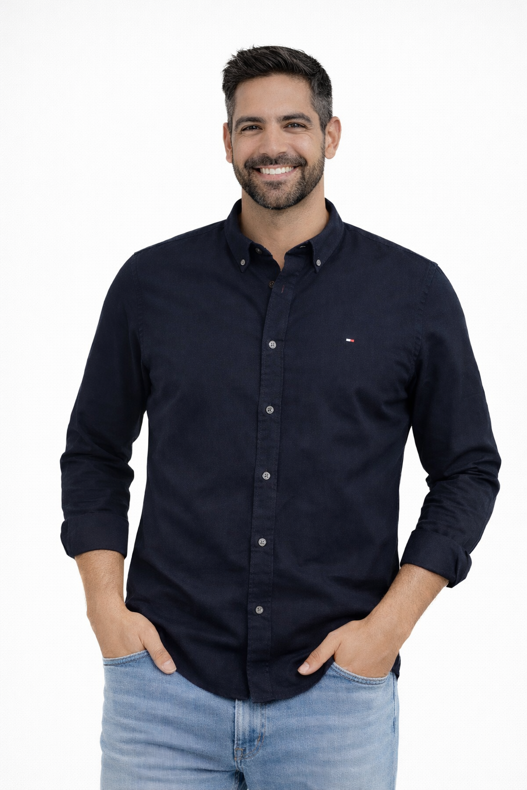 Camisa Tommy Hilfiger Oxford Azul Oscuro