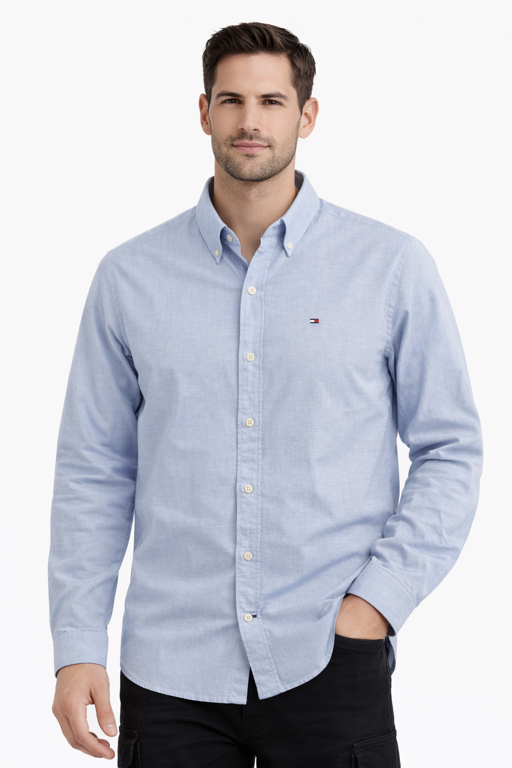 Camisa Tommy Hilfiger Oxford Azul Claro