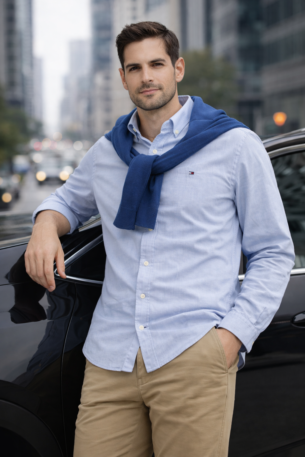 Camisa Tommy Hilfiger Oxford Azul Claro