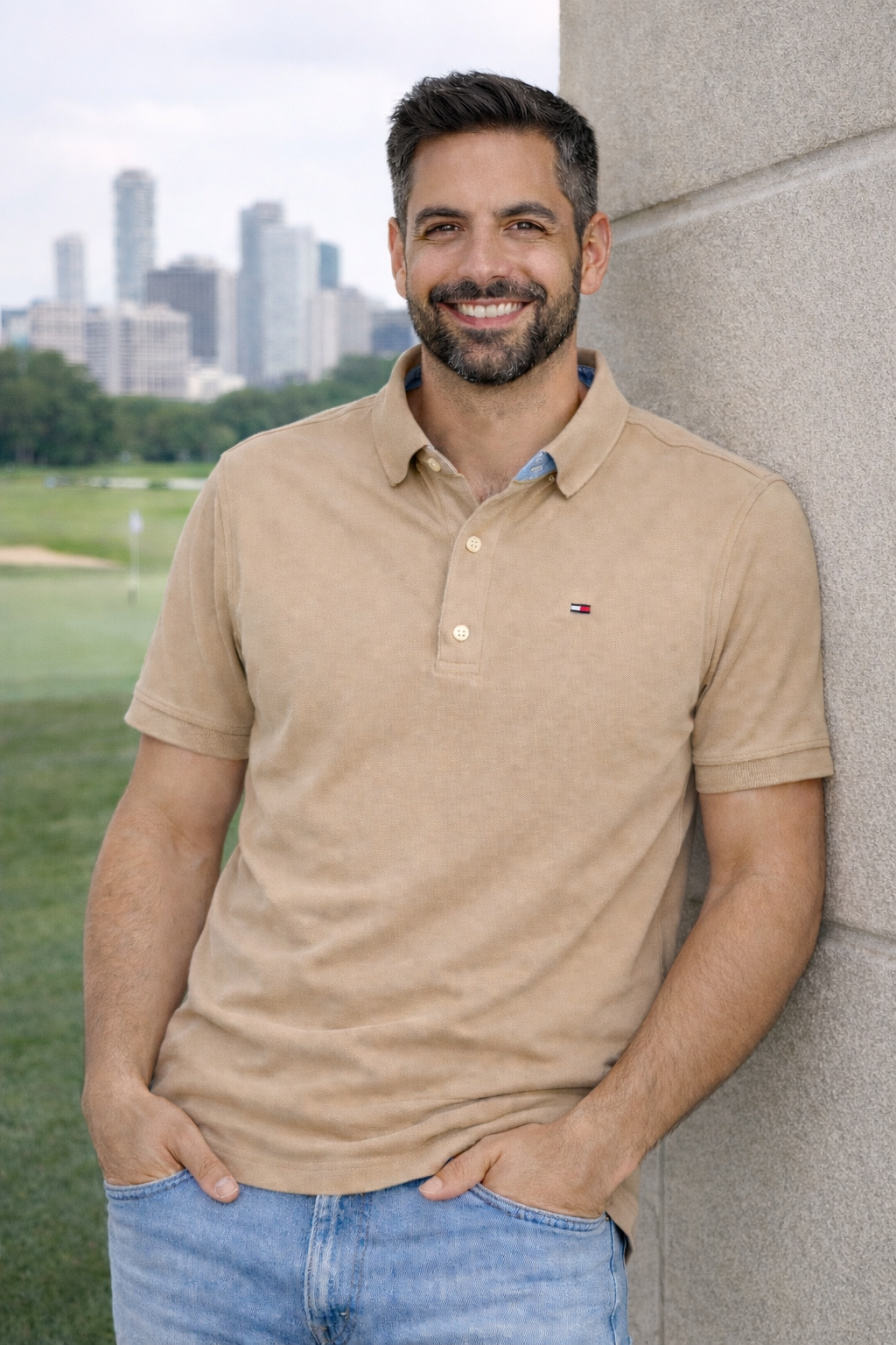 Camiseta Polo Tommy Hilfiger Oxford Beige